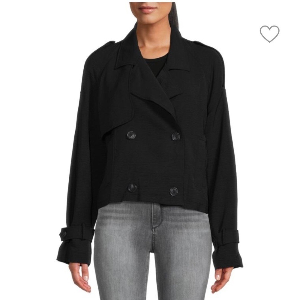 LAUNDRY by‎ Shelli Segal Black Notch Epaulet Coat NWT Sz XS / Small